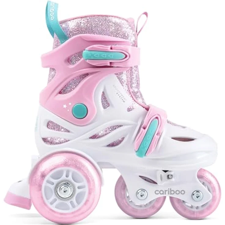 CARIBOO Ballerina, Einstellbare Kinder-Inlineskates mit Hardshell-Schale und LED-Rädern, rosa, Größe XS (26-30) – Bild 2
