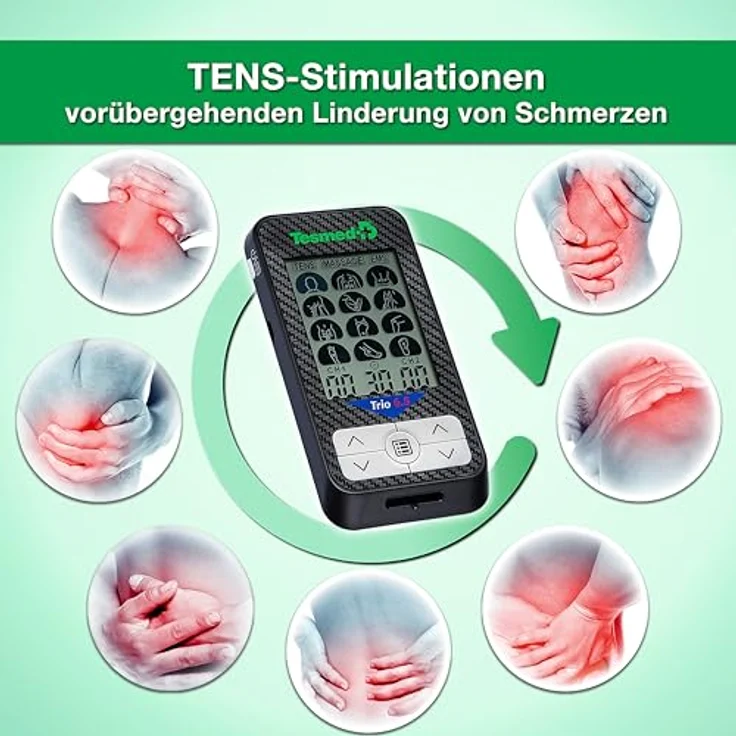 TESMED Trio 6.5, Wiederaufladbarer Muskel-Elektrostimulator mit 36 Programmen, 40 Intensitätsstufen, 4 Elektroden für EMS, TENS und Massage, ideal für Fitness und Schmerztherapie – Bild 3