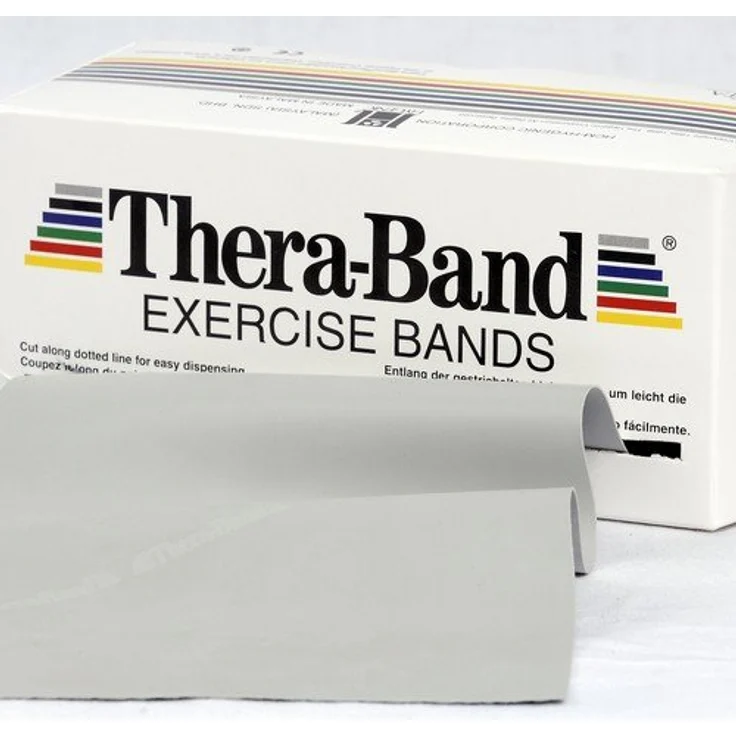 THERABAND Original Fitness Latex-Widerstandsbänder, Vorratsrolle 45,5 Meter, 100% Naturlatex, Silber | Super schwer, ideal für Rehabilitation und Ganzkörpertraining – Bild 2