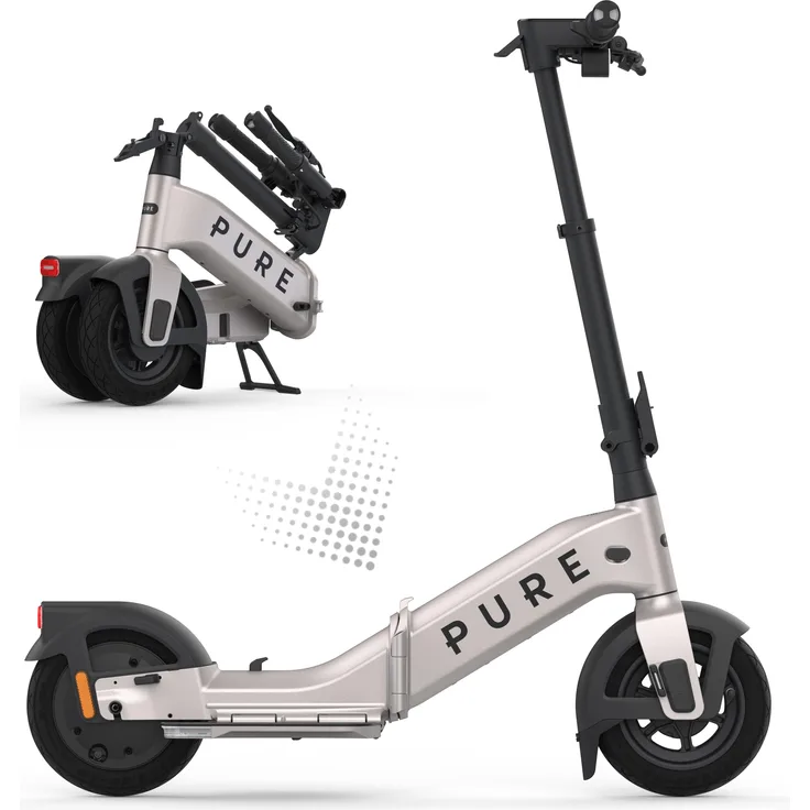 Pureelectric E-Scooter PURE Flex Platinum, straßenzugelassen, ultrakompakt, 20 km/h, gefedert, bis zu 40 km Reichweite