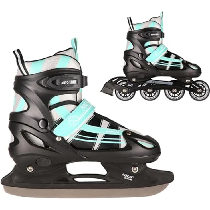 Nils Extreme 2-In-1 Inliner Eishockey Chaska, Blau-Grün, Größe S (31-34), Schnalleverschluss – Bild 1
