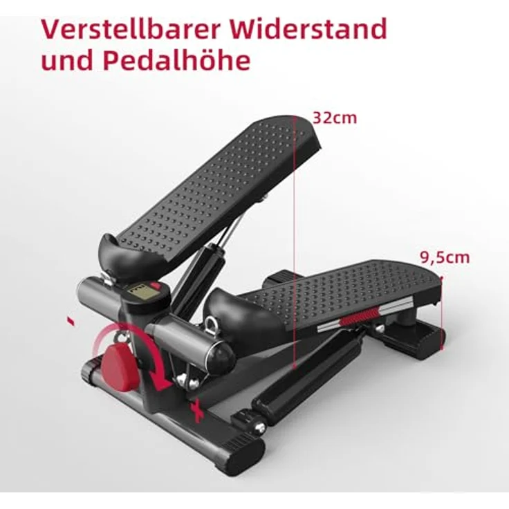 JASPORT ST1 Mini-Stepper für Zuhause, 2-in-1 Up-Down Swing Stepper mit Power Ropes, LCD-Display, Einstellbarer Widerstand, Bein- und Armtraining, Leise und Kompakt, Maximale Belastung 100 kg – Bild 5