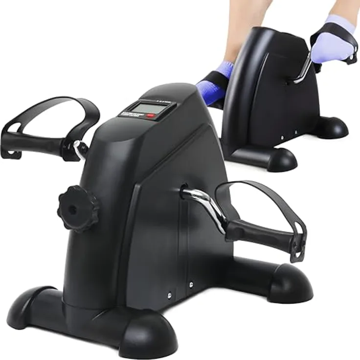 Retoo Mini Heimtrainer, Mini Bike für Zuhause mit Pedaltrainer, Beinmaschinen, Ausdauertraining, Einstellbarem Widerstand LCD Display, Hometrainer, für Reha Maßnahmen - Blau