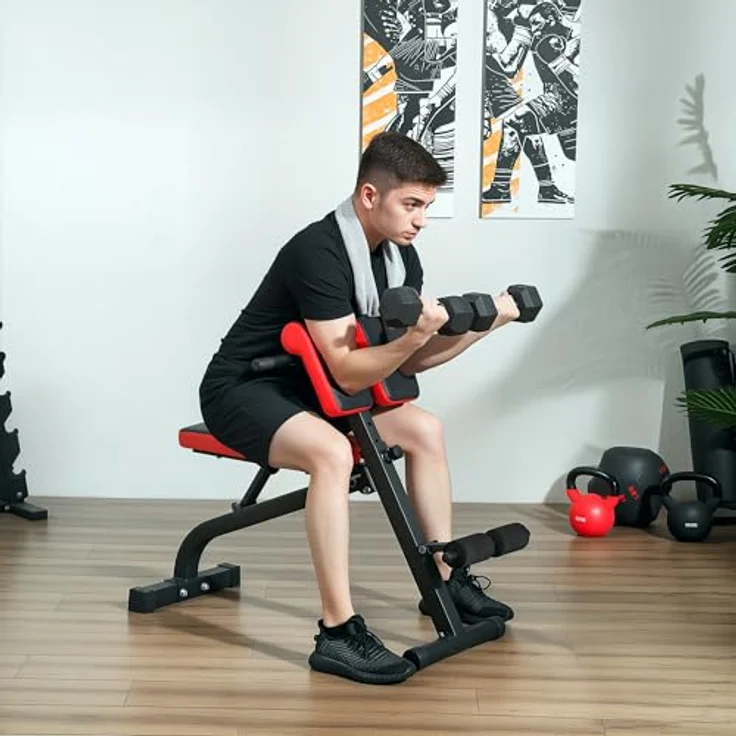 SPORTNOW Hantelbank, Klappbare Multifunktions-Fitnessbank bis 120 kg belastbar, für Zuhause, Bizeps-Curls, Langhantel, Stahl, Schwarz – Bild 2