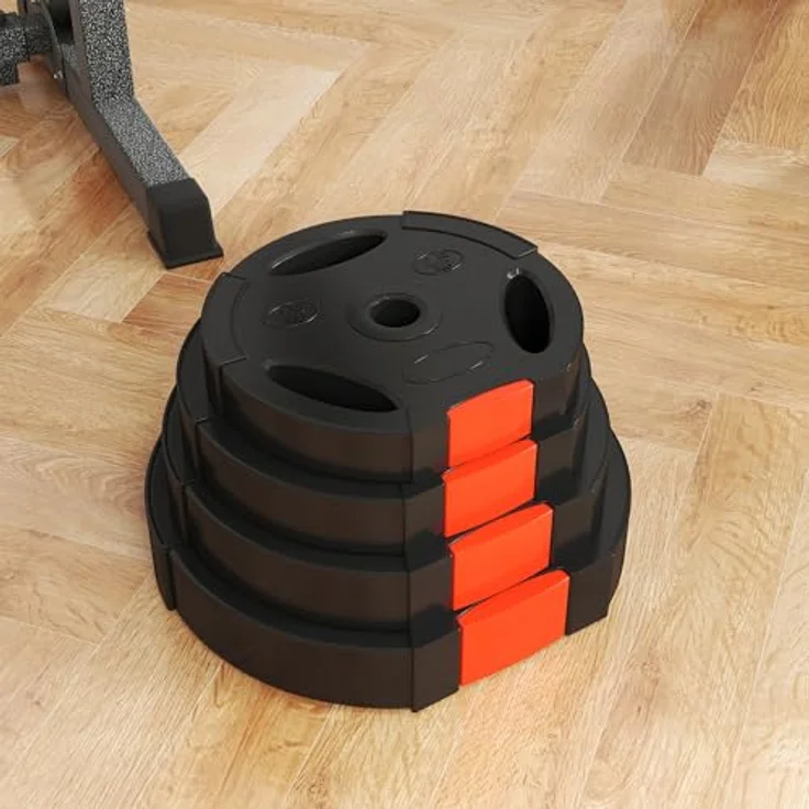 SPORTNOW Hantelscheiben Set von 4, Tri Grip mit 30 kg, geeignet für 2,5 cm Hantelstange, Schwarz – Bild 9