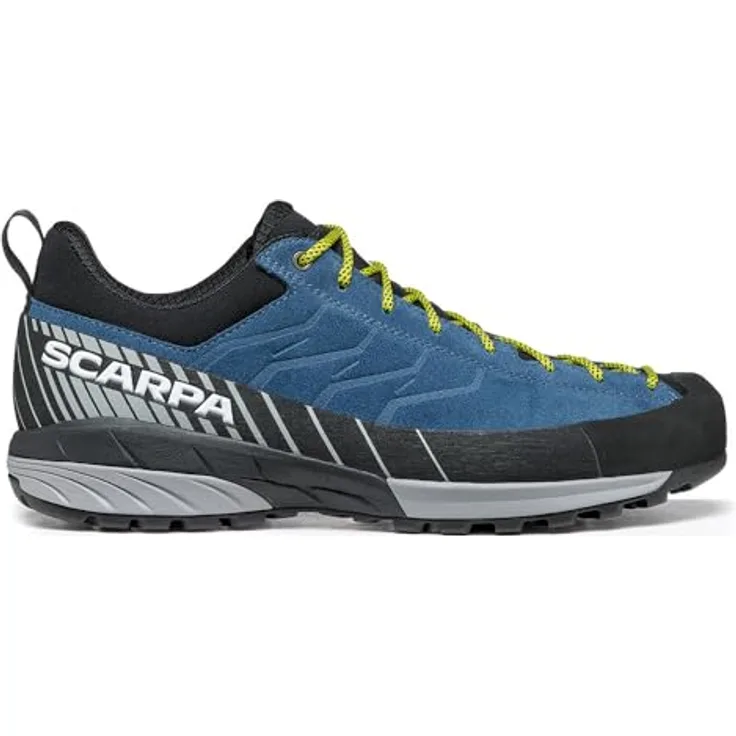 Scarpa Mescalito, leichter Approachschuh mit Wasserabweisendem Veloursleder und Vibram Megagrip Sohle, Ocean/Gray, Größe 44,5