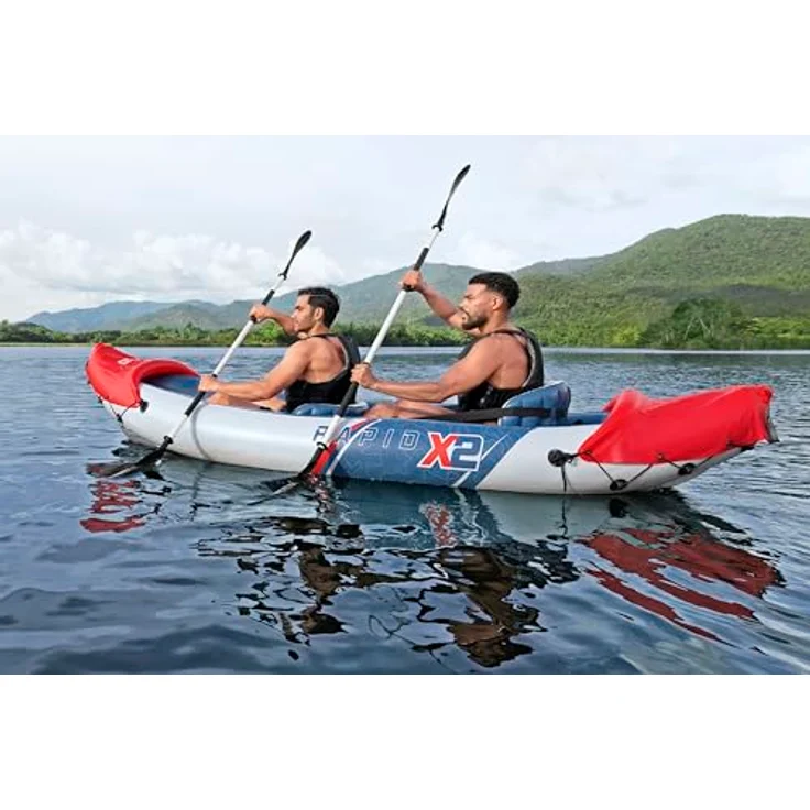 Bestway Hydro Force Kajak-Set Rapid X2, 321 x 100 x 44 cm, für 2 Personen bis 220 kg, Inflata-Shield Material, 3 Luftkammern, inkl. Paddel, Pumpe, Tragetasche, TÜV SÜD GS-zertifiziert – Bild 5