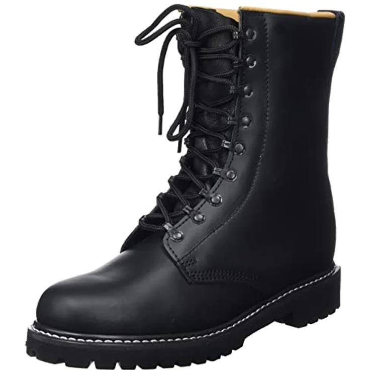 MFH Leder Kampfstiefel, schwarz, waterproof, rutschsichere Sohle, herausnehmbare Innensohle, 9-Loch Schnürung – Bild 1