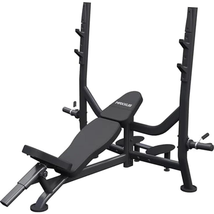 GORILLA SPORTS MAXXUS Schrägbank - Verstellbar, mit Ablage bis 285 kg, Hantelscheibenständer, Gepolstert, Schwarz - Multifunktion Hantelbank, Drückerbank, Trainingsbank, Fitness Bank, Kraftstation, Bankdrücken – Bild 1