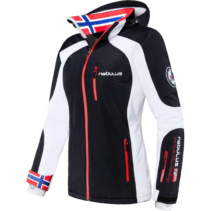 Nebulus Skijacke DAVOS Damen, Funktionsjacke aus 100% Polyamid, schwarz-weiß, Größe L/40