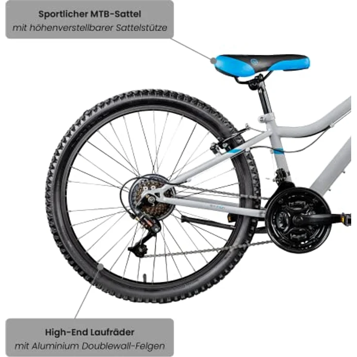 Galano Mountainbike GA20, 24 Zoll, 21 Gang Saiguan, Jugendfahrrad für Mädchen und Jungen, 21 Gänge, blau – Bild 5