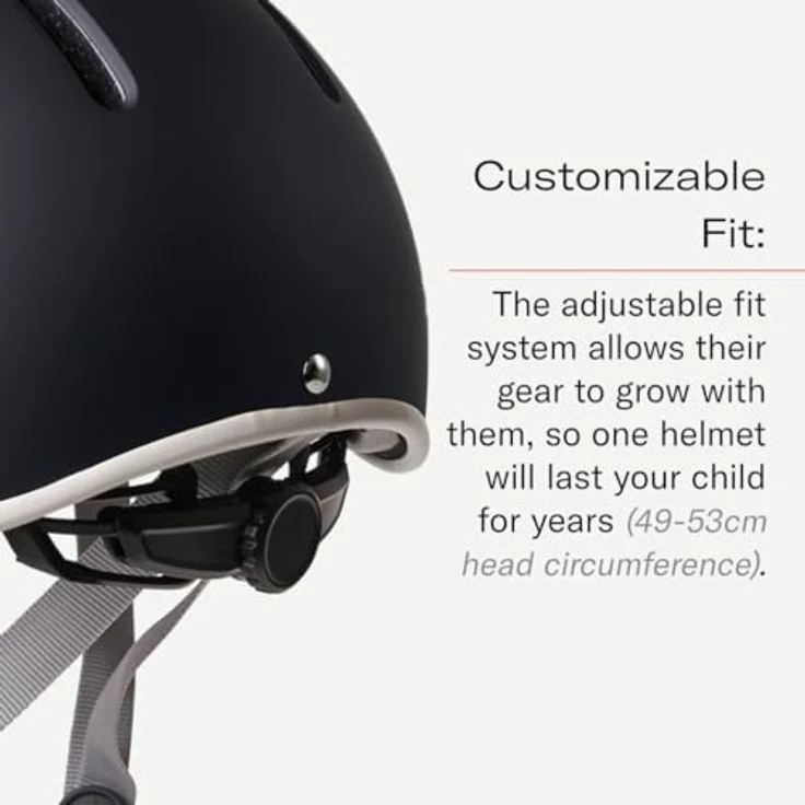 Thousand Kids Fahrradhelm Junior, sicherer Fahrradhelm für Kinder mit Sticker-Pack, Größe 49–53 cm, grau – Bild 3