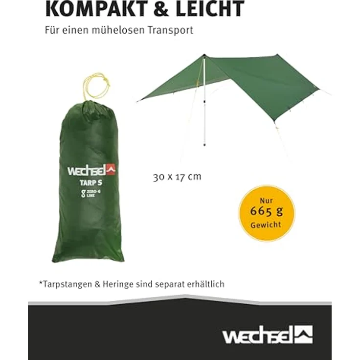 Wechsel S Tarp, leichtes Zelt-Tarp mit 5000 mm Wassersäule, 0.67 kg, inklusive Abspannleine und Packsack – Bild 7