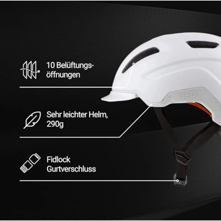 KED Pedalon E-Bike Pedelechelm, Cityhelm mit LED-Rücklicht, NTA8776 Zertifizierung, weiß, Größe L – Bild 2