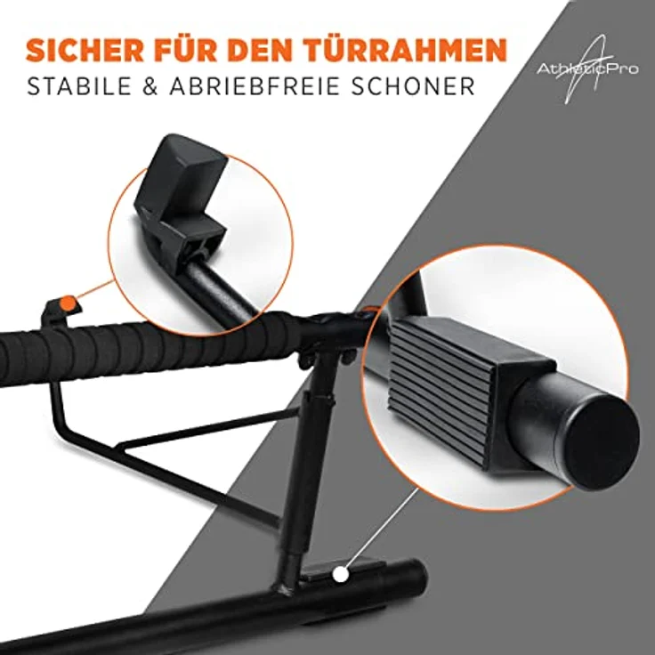 AthleticPro - Klimmzugstange Türrahmen -Wandmontage- Stark belastbare Pull up bar [bis 200 KG]- Türreck ohne Aufbau - 20 cm höher im Rahmen - Auch für Dips&Push Ups - Preisvergleich – Bild 5