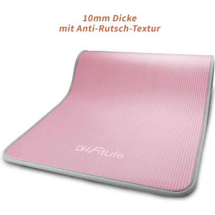 DH FitLife Trainingsmatte Fitnessmatte 183 * 61 * 1 cm, extra reißfest, rutschfest, Yogamatte dick, Workout Matte (pink) – Bild 3