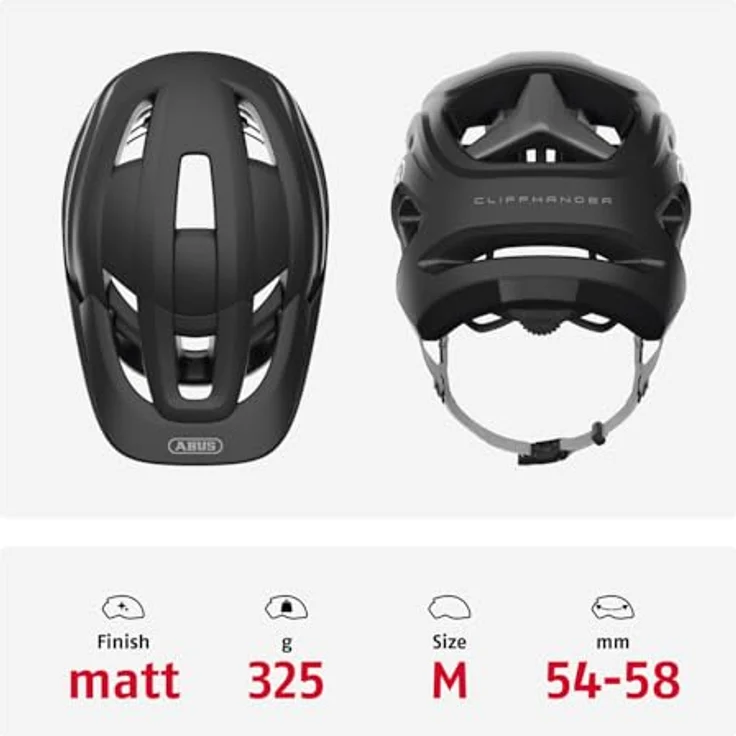 ABUS CliffHanger MTB-Helm, leichter Fahrradhelm mit großem Belüftungssystem und TriVider Riemensystem, schwarz, Größe M – Bild 5