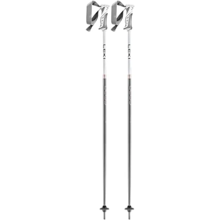 LEKI Damen Bliss Skistöcke, Fixlänge, aus Aluminium TS 5.0, Gunmetal-White-Roségold, 115 cm