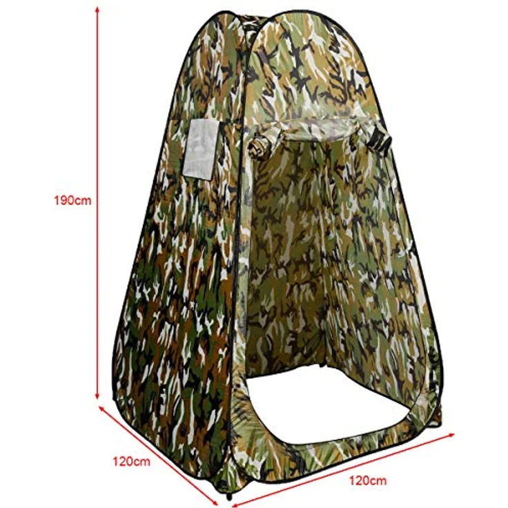COSTWAY Pop-up Duschzelt, Toilettenzelt mit Fenster, 190x120x120cm, Flecktarn, leicht und tragbar – Bild 3