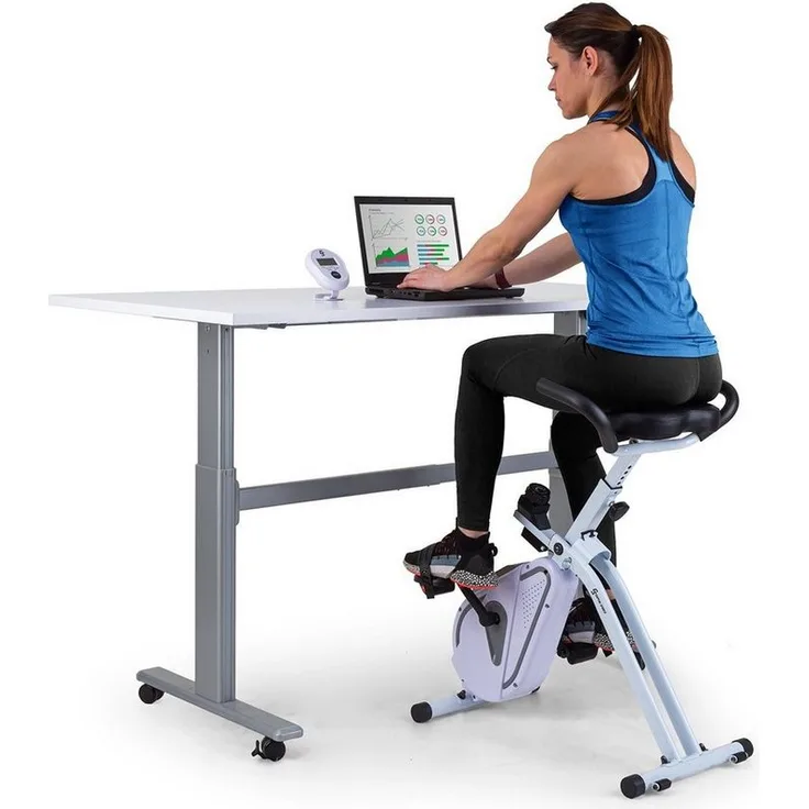Capital Sports Heimtrainer Azura Desk Bike, klappbares Standfahrrad mit Tischkonsole, Cardio Fitness - Schwarz