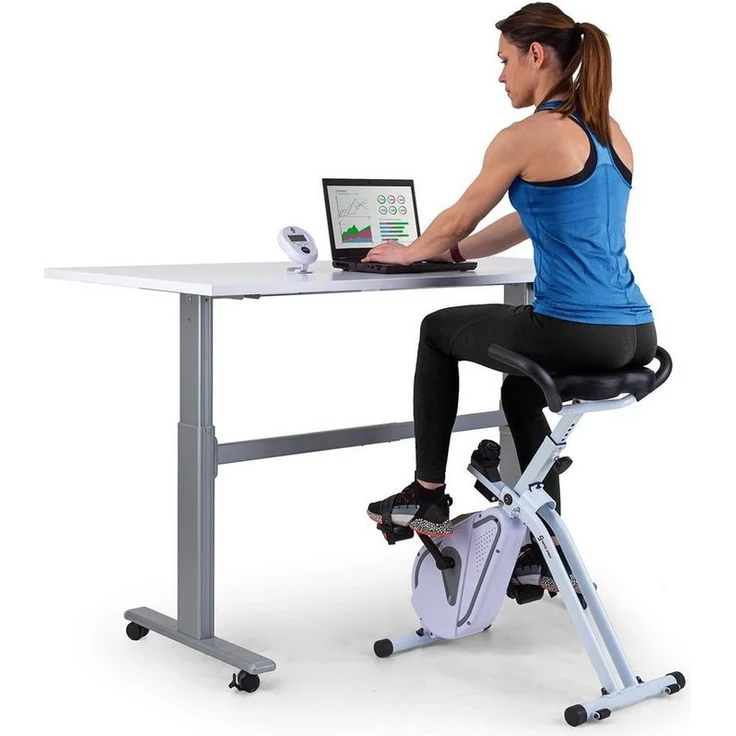 Capital Sports Heimtrainer Azura Desk Bike, klappbares Standfahrrad mit Tischkonsole, Cardio Fitness - Schwarz