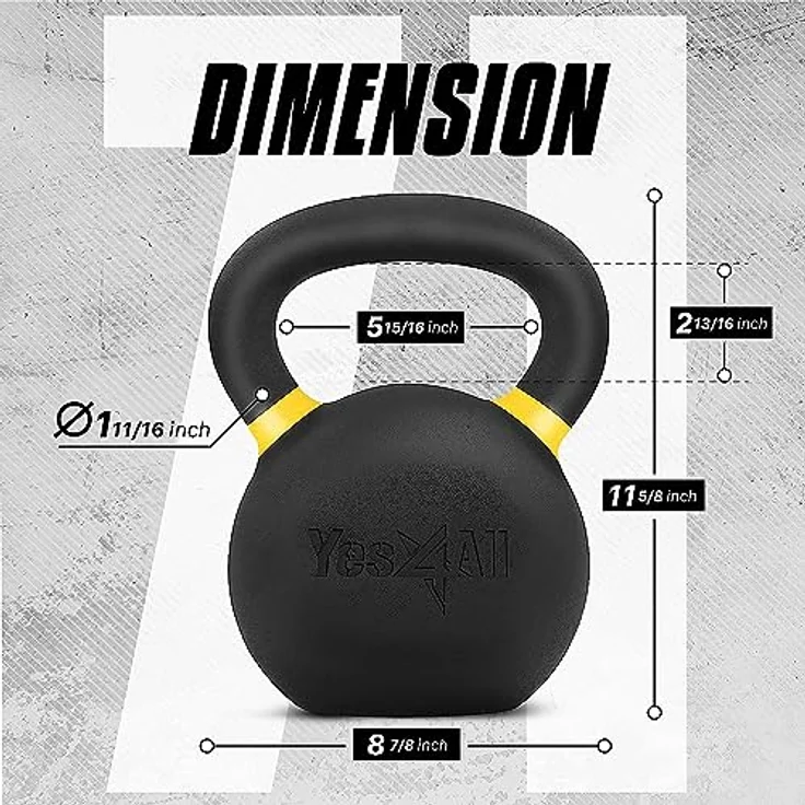 Yes4All CXCM Pulverbeschichtetes Kettlebell aus Gusseisen, 32 kg – Bild 2