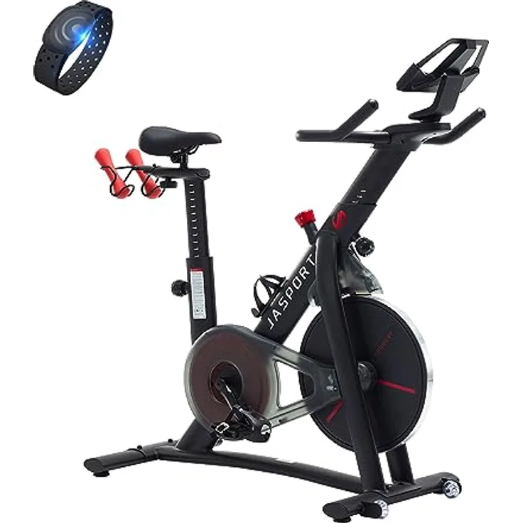 JASPORT Smart Indoor Speedbike S3 | leise Heimtrainer | Magnetbremssystem und kraftvoller Riemen | App mit Video on Demand Trainingskursen | Kinomap & Zwift kompatibel | inkl. Pulsgurt