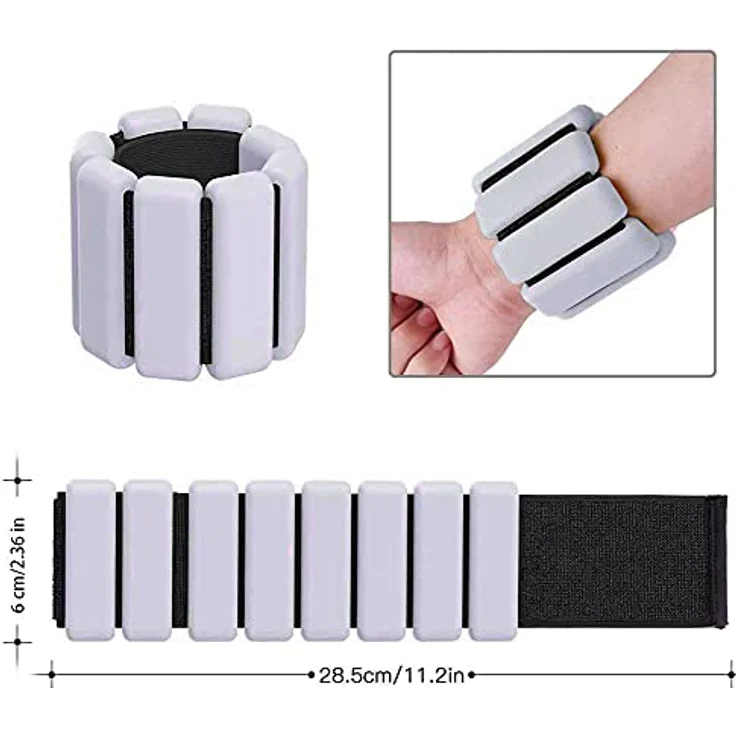 2 PCS Handgelenkgewichte Knöchelgewichte Set Gewichtsmanschetten für Fuß oder Handgelenk auf Bewegung Gehen Joggen Yoga Aerobic Pilates Gewicht Fitness Armband (grau) – Bild 2