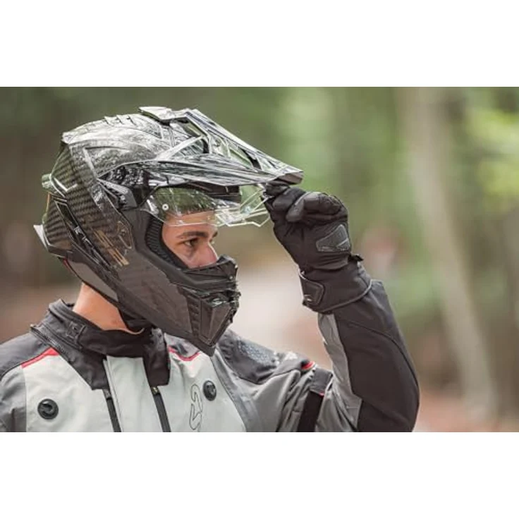 LS2 Apollo, wasserdichte Motorrad Textiljacke aus 3-lagigem Laminatgewebe, hellgrau/schwarz/rot, XL, mit abnehmbaren Protektoren, max. Wasserdichtigkeit 21000 mm H2O – Bild 5