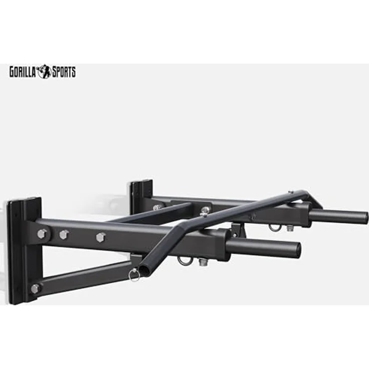 GORILLA SPORTS® Klimmzugstange 4in1 mit Boxsack-Halterung, Wandmontage, Klappbar, Gepolsterte Griffe, bis 300 kg Belastbar, Schwarz - Pull Up Bar, Reckstange für Zuhause, Fitness – Bild 4