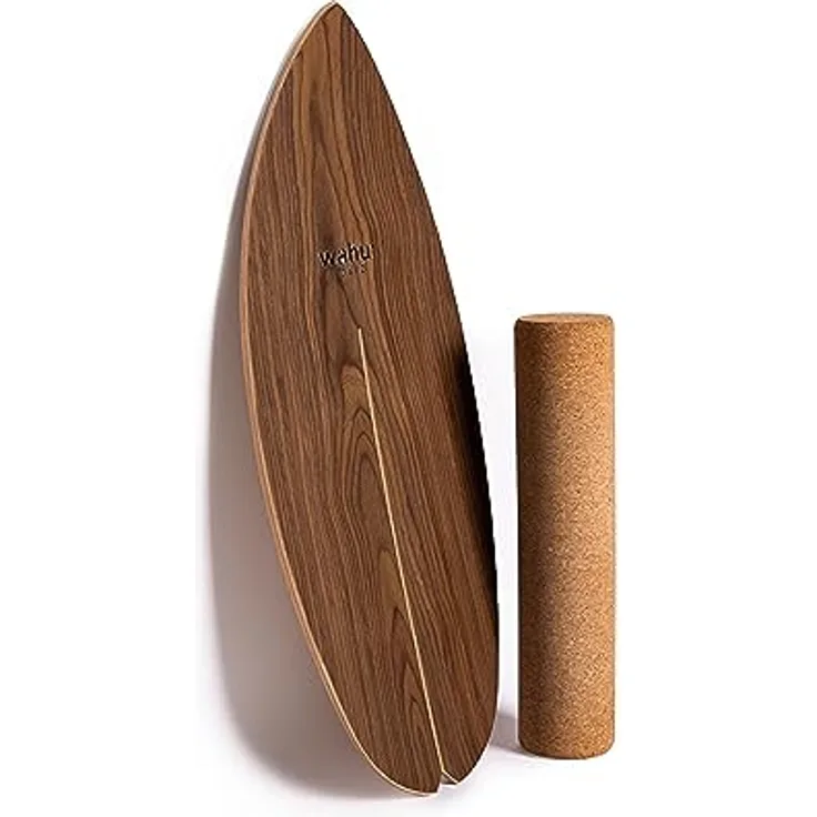 WAHU Board - Balance Board Fortgeschritten mit einzigartigem Rocker Shape inkl. Rolle - Surf Balance Board (100% Holz) | Balance Board Holz | 100% Spaß garantiert