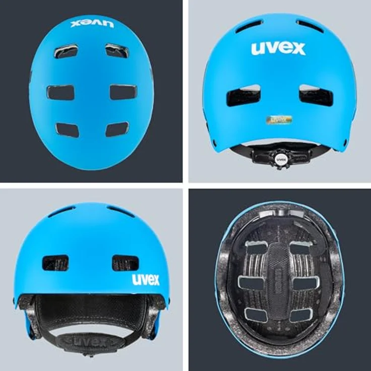 Uvex Kid 3, robuster Fahrradhelm für Kinder mit Hardshell-Technologie, 10 Belüftungsöffnungen, blau matt, 51-55 cm – Bild 4