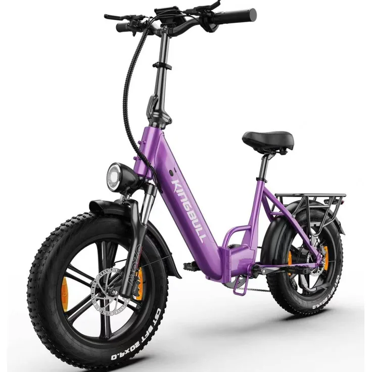 VANKEL Kingbull Klapp-Fat-Tire E-Bike, 250W Heckmotor, 48V 13.5Ah Akku, max. 100km Reichweite, 20x4.0 Zoll Reifen, Shimano 7-Gang-Schaltung, mit Beleuchtungsset