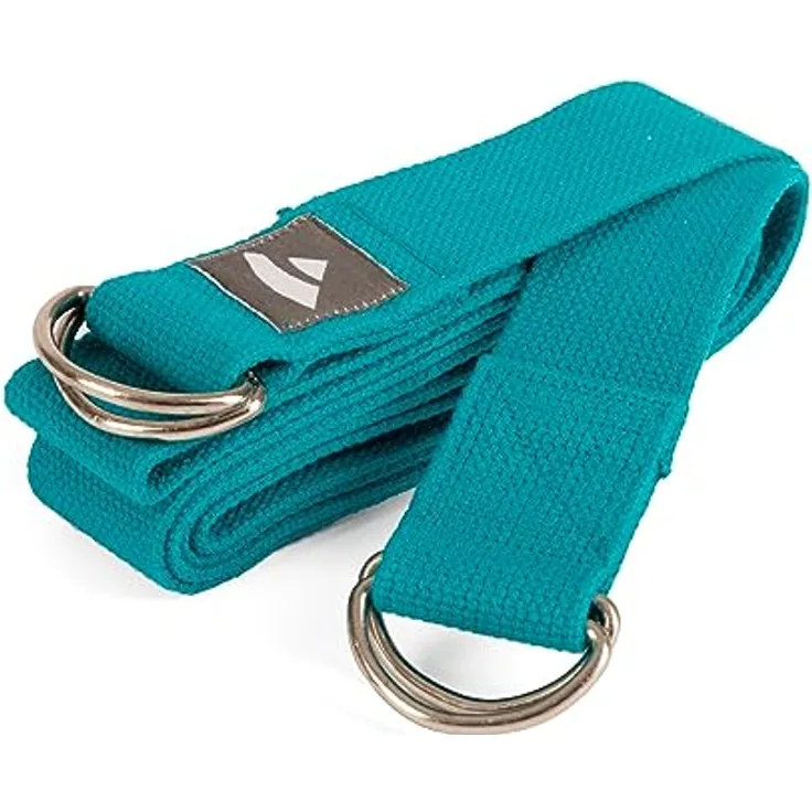 Bodhi Yogagurt 2 in 1 Yamala Belt, Baumwolle, waschbarer Carry Strap mit Metallverschluss für dicke Yogamatten, 200 cm, petrol