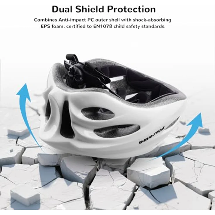 Tacklife Plusawa Kinder Fahrradhelm EN1078 CE zertifiziert, verstellbarer Kinnriemen, 3D DIY Aufkleber, reflektierende Sicherheitsaufkleber, für Fahrrad, Roller, Skateboard, Unisex, Größe S/M/L (50-60cm) – Bild 4
