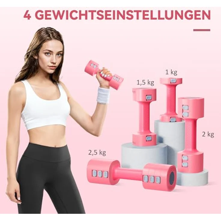 SPORTNOW 4-in-1 Verstellbare Hanteln, Kurzhantelset aus Metall mit rutschfestem Griff, 1-2,5 kg pro Hantel, quadratische Form, für Zuhause und Fitnessstudio – Bild 3