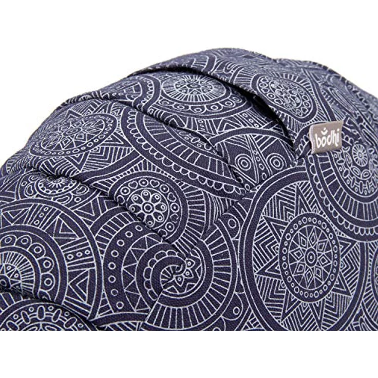 Bodhi Meditationskissen ZAFU | Sitzkissen mit Dehnfalten & praktischem Tragegriff | Bezug aus 100% Baumwolle | Bio-Dinkelfüllung | Höhe 19 cm | Maharaja Collection (Mandala/dunkelblau) – Bild 2