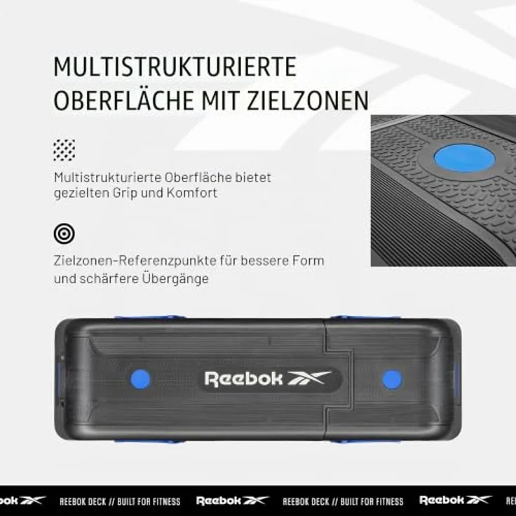 Reebok Deck Training Bench - Vielseitige Fitnessplattform mit 20+ Setup-Kombinationen, Neigungs- und Höhenverstellung, blau – Bild 2