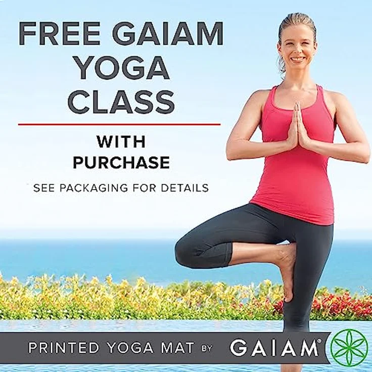 Gaiam Yogamatte, 5 mm dick, rutschfeste Trainingsmatte mit strukturierter Grifffläche, gepolsterte Unterstützung, verschiedene Designs (61 x 172,7 cm) – Bild 4