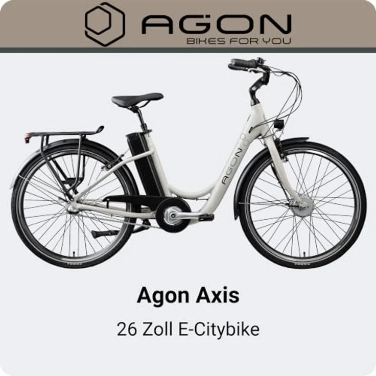 Agon Axis E-Bike 26 Zoll Citybike, Aluminiumrahmen mit tiefem Einstieg, motorisiert mit 250 W, weiß – Bild 2