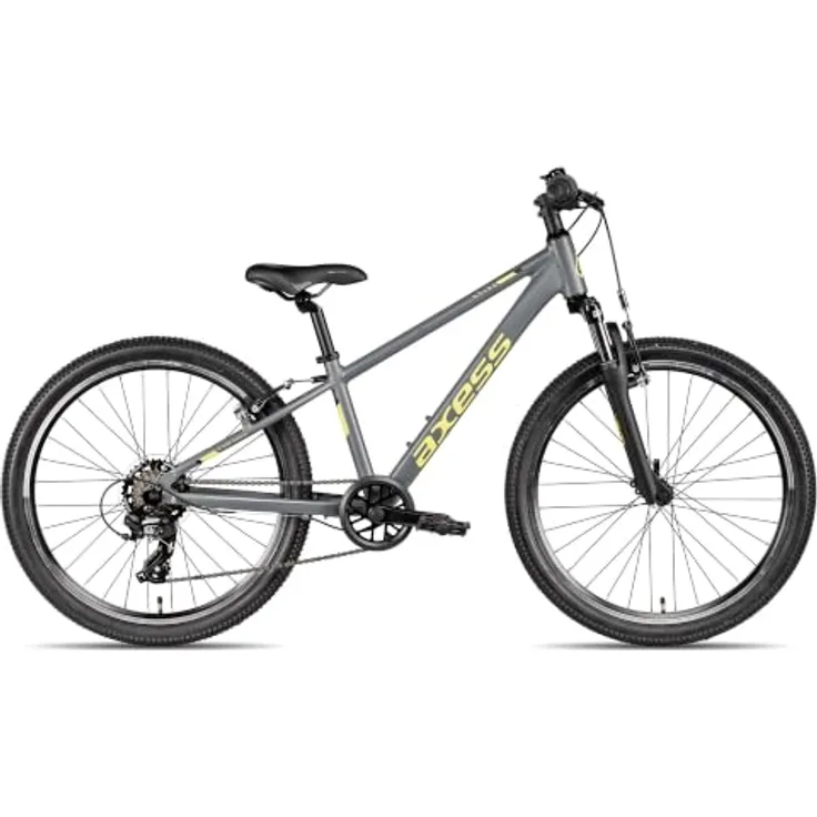 Axess Kinderfahrrad Stipe 24, 7 Gang Shimano Tourney, Kettenschaltung, leichter Aluminiumrahmen schwarz/grau