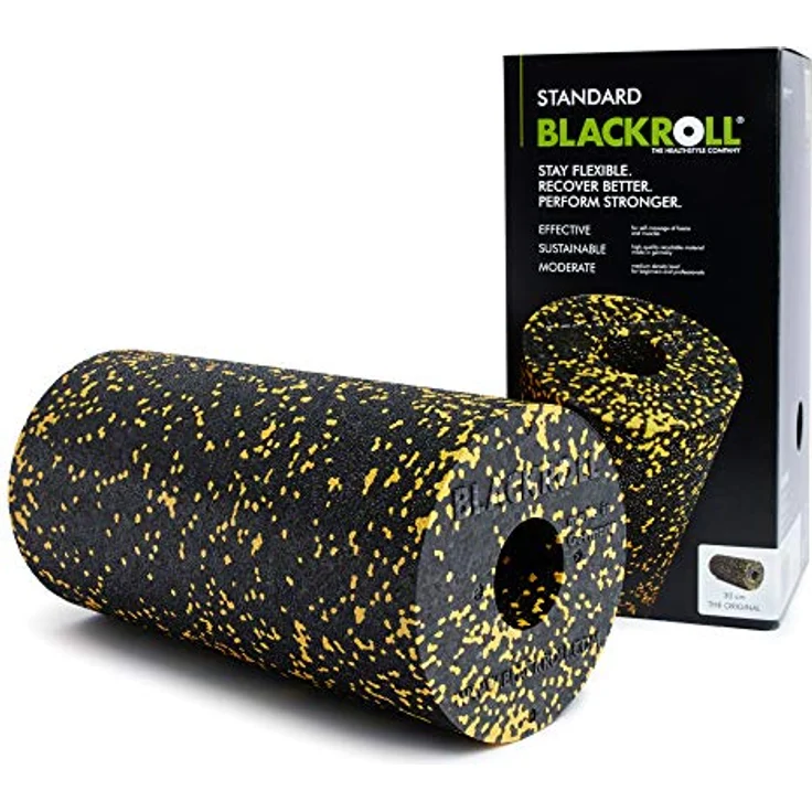 BLACKROLL® STANDARD Faszienrolle (30 x 15 cm), Fitness-Rolle zur Selbstmassage, mittlere Härte, Schwarz/Gelb, Made in Germany – Bild 1