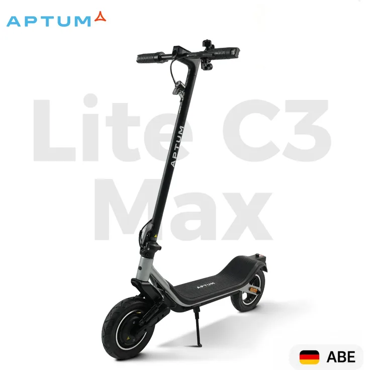 Aptum Lite C3 MAX E-Scooter, 400W Motor, Straßenzulassung, bis zu 25 km Reichweite, Frontfederung, 130 kg, 10 Zoll