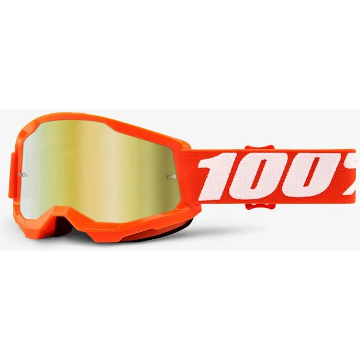 100% Strata 2, Skibrille für Kinder mit goldener Antifog-Beschichtung, oranges Design – Bild 1