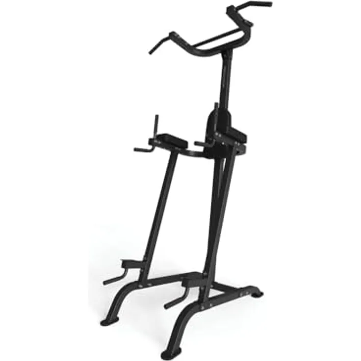 ATLETICA Power Tower Kraftturm, 225cm hoch für vollständige Klimmzüge, hohe Stabilität und komfortable Polsterung, schwarz