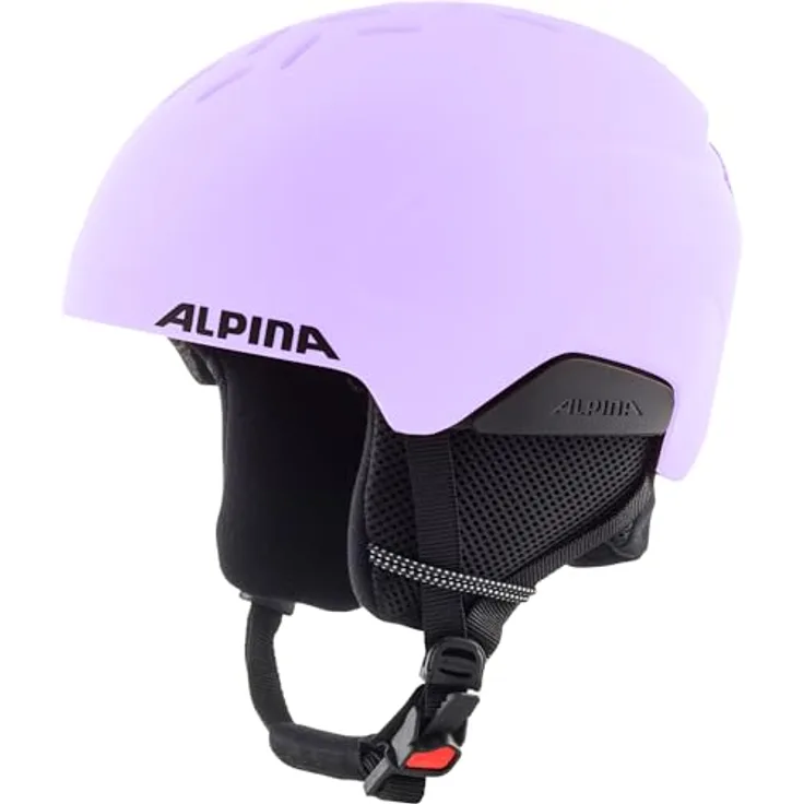 ALPINA PIZI, Leichter bruchfester Kinder-Skihelm mit abnehmbaren Ohrenpolstern und integriertem Nackenwärmer, Lilac matt, M (51-55 cm)