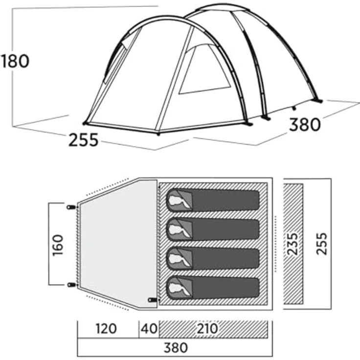 Easy Camp Kinn 4 Blackroom, wetterfestes 4-Personen Zelt, leicht und tragbar, einfach aufzubauen – Bild 5