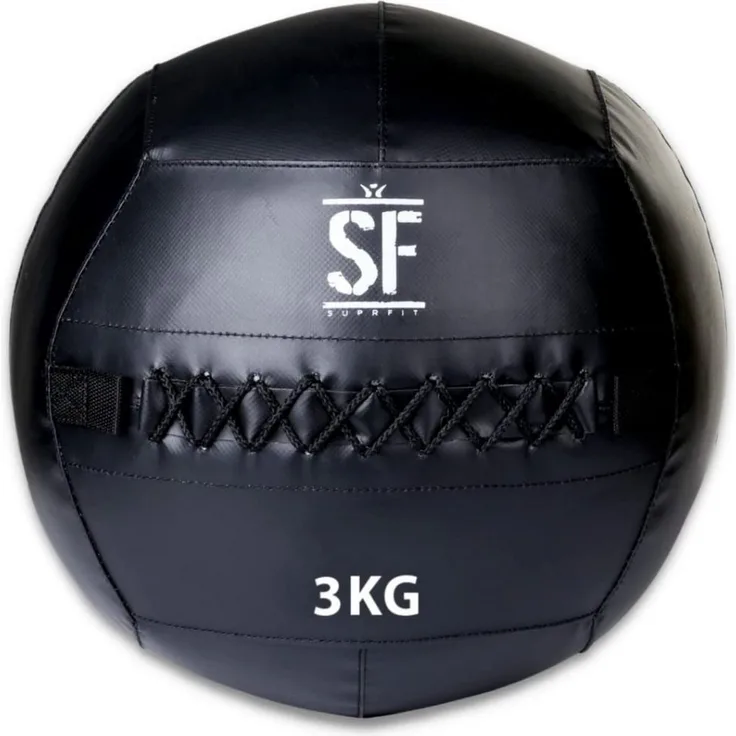 SF SUPRFIT Suprfit Wall Ball Medizinball für Cross- & Functional Training, robustes PVC-Material, schwarz mit weißem Print, 4 Gewichtsklassen verfügbar