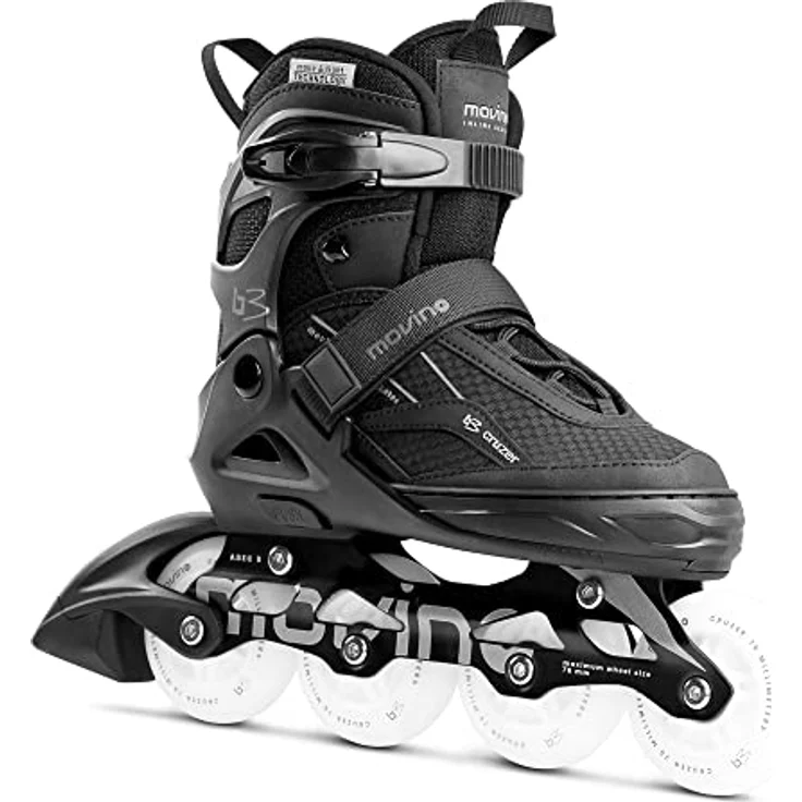 Movino Cruzer B3, Inlineskates mit leuchtenden LED-Rollen, ABEC-9 Kugellagern und Aluminium-Schiene, 4-stufig verstellbar – Bild 3