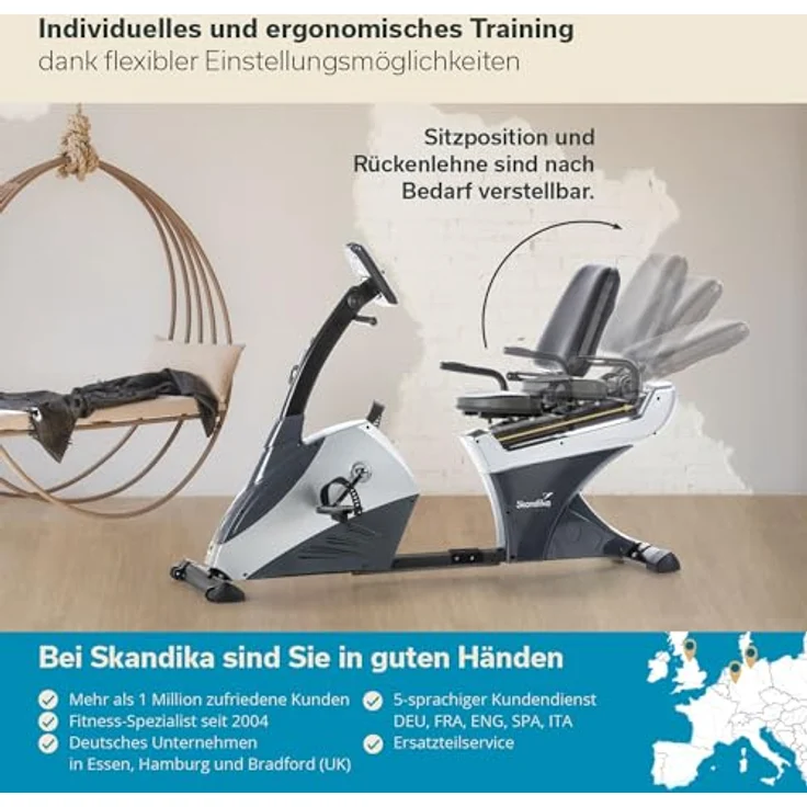 Skandika Liegeergometer Centaurus Sitzergometer Heimtrainer Liegeheimtrainer | 13kg Schwungmasse, 12 Trainingsprogramme, Bluetooth App-Steuerung, Google Street View | 150kg belastbar – Bild 3